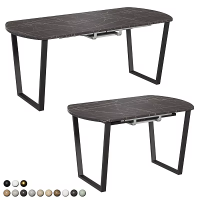 Modern Dining Tables With Black Metal Legs And Marble Top Design 3d model
