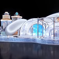 Futuristic Play Area With Slides Circular Tracks And Glowing Details