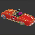 Red Vintage Convertible Car With Open Top White Stripes White Wheels And Number 53