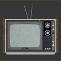 Vintage Electronic Appliance Retro Television With Wooden Case Antenna And Knobs