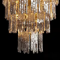 Elegant Crystal Chandelier With Multiple Hanging Crystal Strands And Sparkling Light