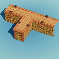 T Shaped Building Component Featuring Stone And Brick Wall Structure Design