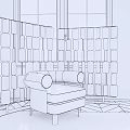 Modern Room Dividers With Orange Green Geometric Panels And Gray Brown Sofa In Living Space