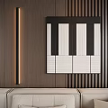 Minimalist Abstract Painting With Black And White Stripes On Modern Wooden Wall Interior