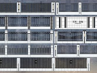 Modern Enclosure Residential Area Landscape Wall Enclosure Iron Grille Metal Stone Enclosure 3d model