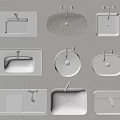 Different Modern Washbasins With Various Shapes And Designs For Interior Use 3d model