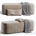Modern Beige Sofa Bench With Soft Cushion Herringbone Blanket And Color Options 3d model