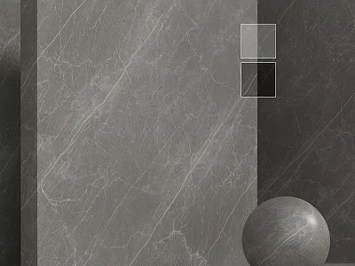 Gray Marble Construction Component With Textured Wall Panel And Decorative Sphere 3d model