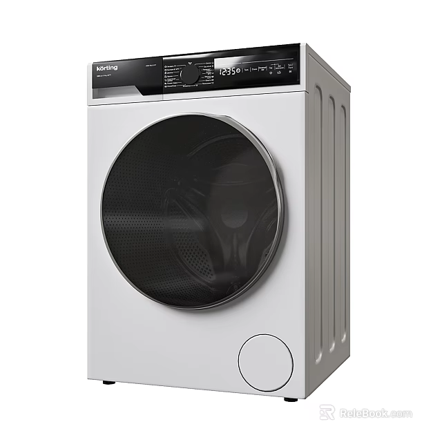 Haier Modern White Front Loading Washing Machine with Circular Door and Control Panel 3d model 