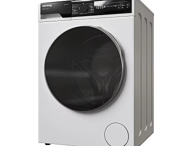 Haier Modern White Front Loading Washing Machine with Circular Door and Control Panel 3d model