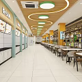 Traditional Chinese Restaurant Interior With Wooden Ceiling Shelves Hanging Lights And Tables