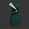 Modern Green Dress Sculpture With White And Black Accents And Sleek Design