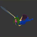 Pink Haired Game Movie Character With Blue Outfit Wings Flying And Holding Sword