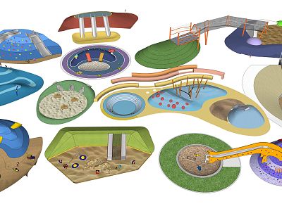 Modern play equipment Children's equipment Children's activity area Play area Slide sand pit model