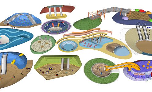 Modern play equipment Children's equipment Children's activity area Play area Slide sand pit 3d model