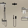 Modern Black And Gold Rainfall Shower System With Handheld Sprayer And Bathroom Accessories
