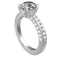 Sparkling Diamond Ring With Silver Band Large Central Stone And Small Side Diamonds 3d model