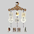 Carved Hanging Rack Decorative Ornament Combination With Photo Frames And Candle Holders