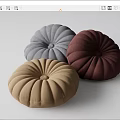 Decorative Round Pleated Pillows in Gray Brown and Burgundy Colors for Home Decor