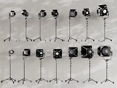Professional Studio Photography Lighting Combinations With Various Designs And Tripod Stands 3d model