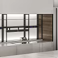 Modern Kitchen Interior Design With Wooden Cabinets Open Shelves And Marble Countertop