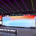 Stage With Colorful Lights Background Screen And 2023 Stepping Into The Future Texts
