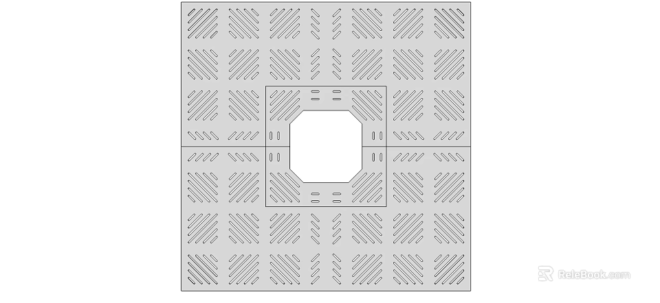 Tree Pit Grate Cover With Octagonal Central Opening And Grid Pattern For Urban Drainage 3d model 