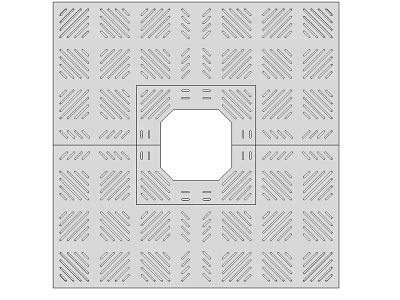 Tree Pit Grate Cover With Octagonal Central Opening And Grid Pattern For Urban Drainage 3d model