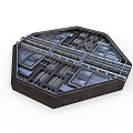 Black Octagonal Scene Component With Grid Like Panels And Structural Design