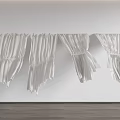 White Soft Curtains with Elegant Folds Hanging on Minimalist Wall