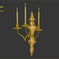 Golden Decorative Candle Lamp With Three Candles And Geometric Design For Indoor Lighting