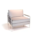 Modern Minimalist Single Sofa Light Gray Upholstered With Metal Frame Armrest