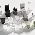 Modern Toilets Collection Featuring Various Colors And Different Styles 3d model