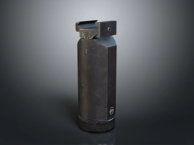 Black Cylindrical Military Weapon With Fuse And Tactical Surface Texture 3d model