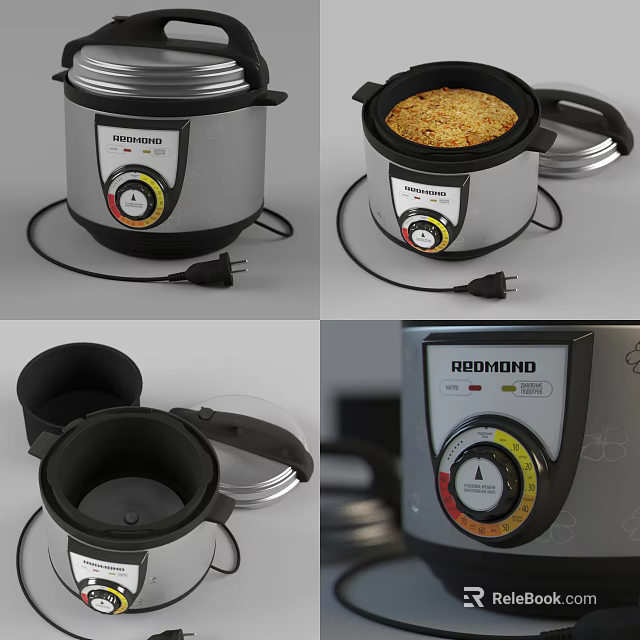 ABOMONDO Electric Pressure Cooker With Control Knob Non Stick Inner Pot And Safety Lid 3d model 