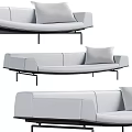 Modern Light Gray Sectional Sofa With Metal Legs And Comfortable Cushions 3d model