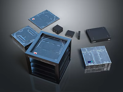 Multiple Computer Case Panels And Chassis Components For PC Assembly 3d model