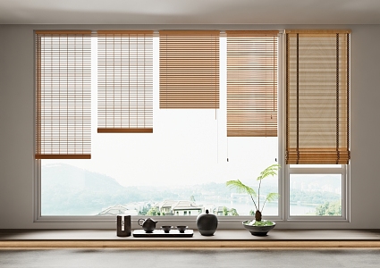 new bamboo curtain rolling curtain 3d model