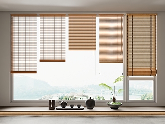 new bamboo curtain rolling curtain 3d model