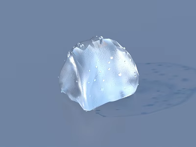 Transparent Ice Cube With Water Drops On Blue Background Surface 3d model