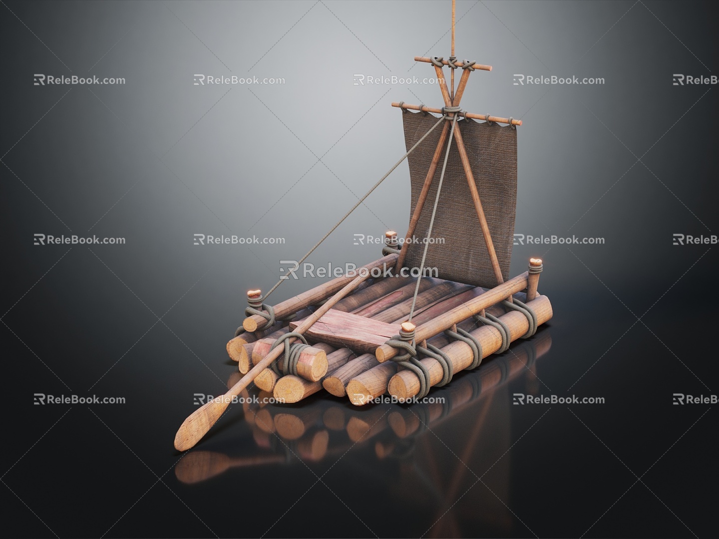 Modern raft bamboo raft bamboo rafts 3d model