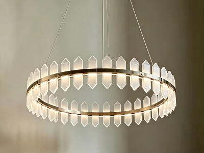 Elegant Modern Circular Chandelier With Transparent Geometric Shapes And Metal Frame 3d model