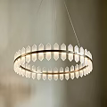 Elegant Modern Circular Chandelier With Transparent Geometric Shapes And Metal Frame