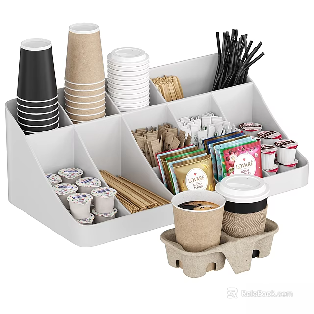 Commercial Equipment Multi Compartment Storage Organizer For Disposable Coffee Cups Straws Sugar Packets And Stirrers 3d model 