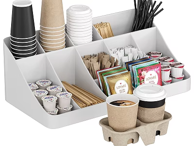 Commercial Equipment Multi Compartment Storage Organizer For Disposable Coffee Cups Straws Sugar Packets And Stirrers 3d model