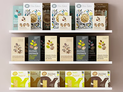 Various Vita Flakes And Overnight Oats Food Packaging On Store Shelves 3d model