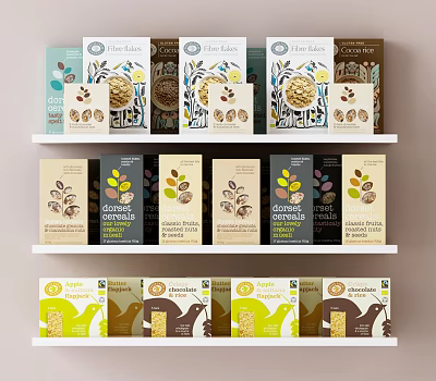 Various Vita Flakes And Overnight Oats Food Packaging On Store Shelves 3d model