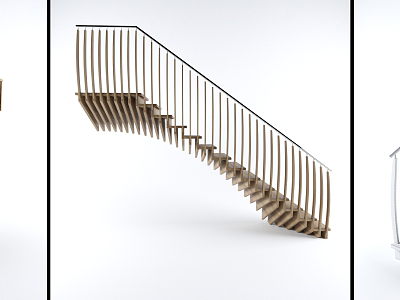 Modern Stairs Wooden Handrail Stairs model