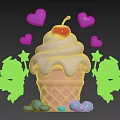Photo Spot With Ice Cream Cone Whipped Cream Cherry Purple Hearts Angels Blue Balls