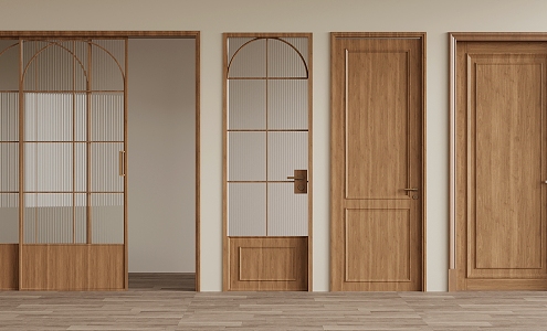 Middle ancient style wooden door interior door single door security door sliding door toilet door 3d model